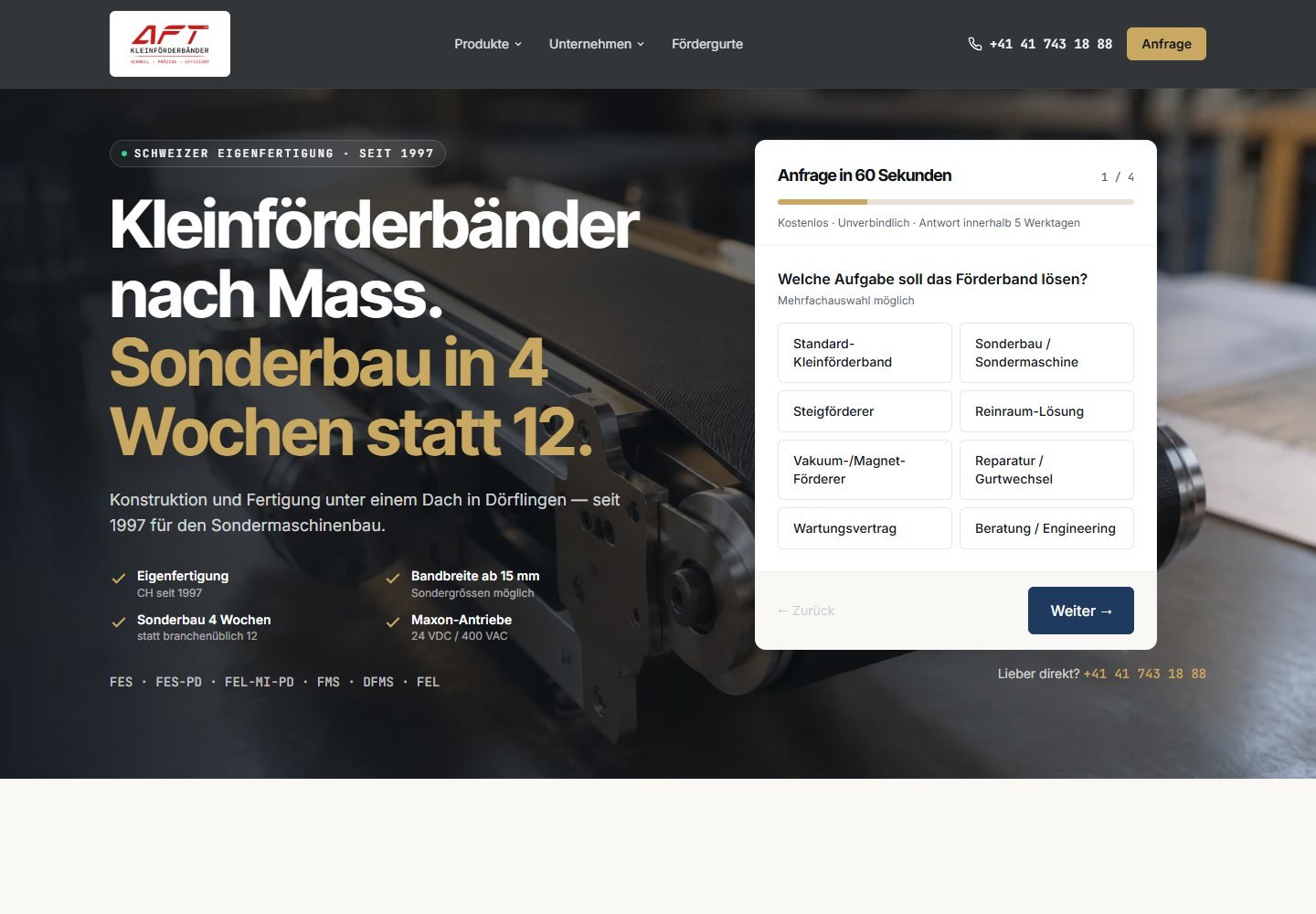 Portfolio Vorschaubild der AFT AG Website