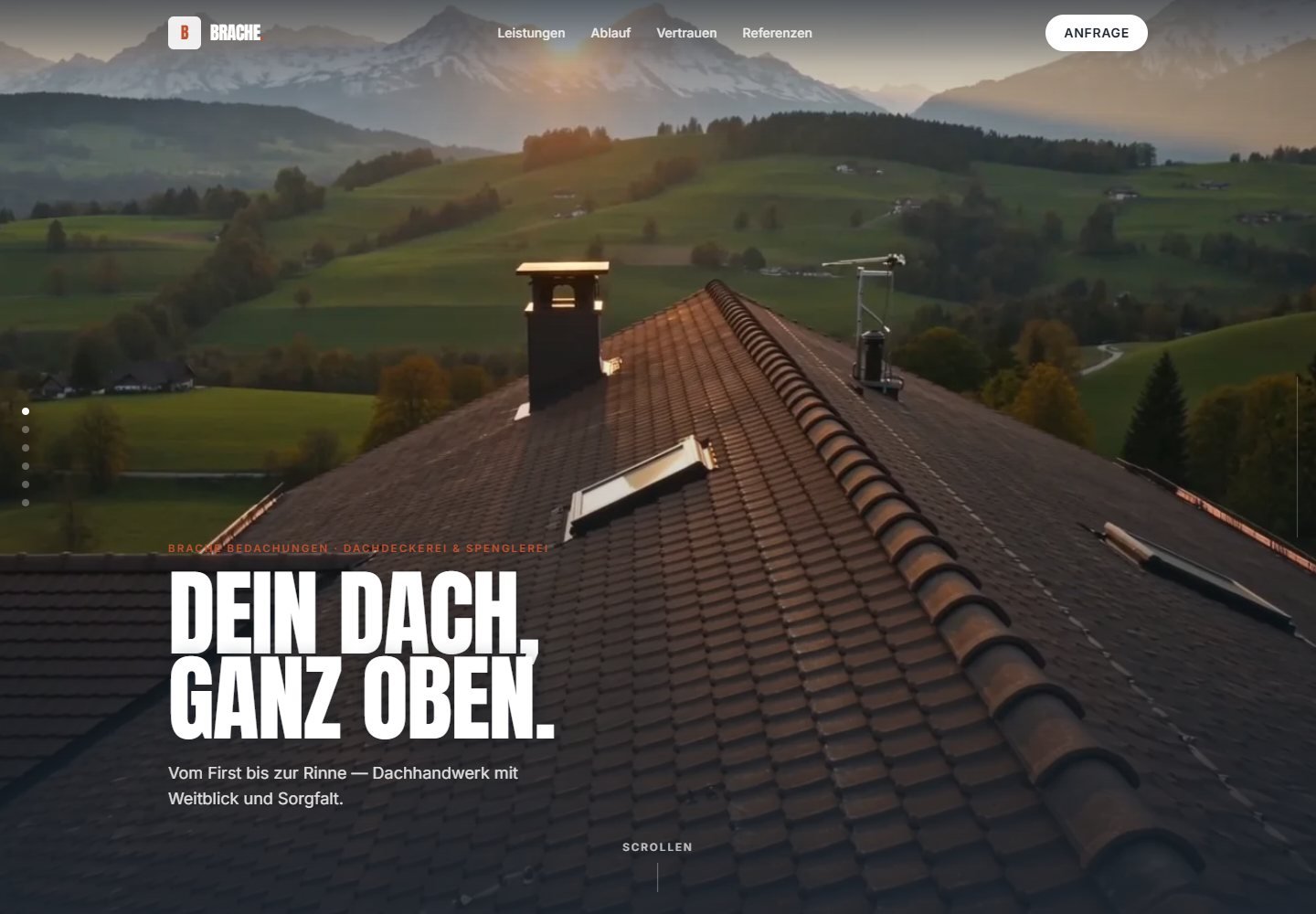 Portfolio Vorschaubild der Dachdecker Branche Website