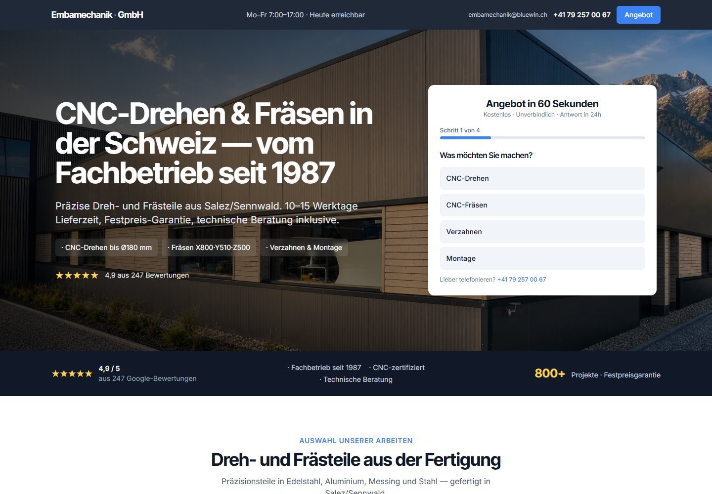Portfolio Vorschaubild der Embamechanik Website