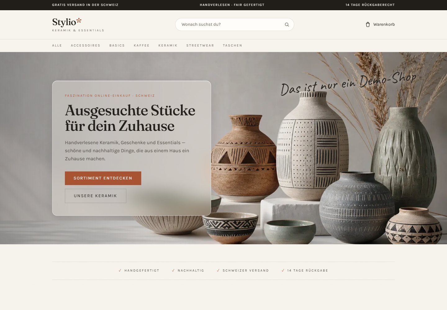 Portfolio Vorschaubild der Stylio Shop Website